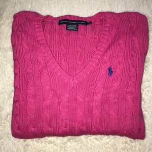 Pink Ralph Lauren v neck sweater